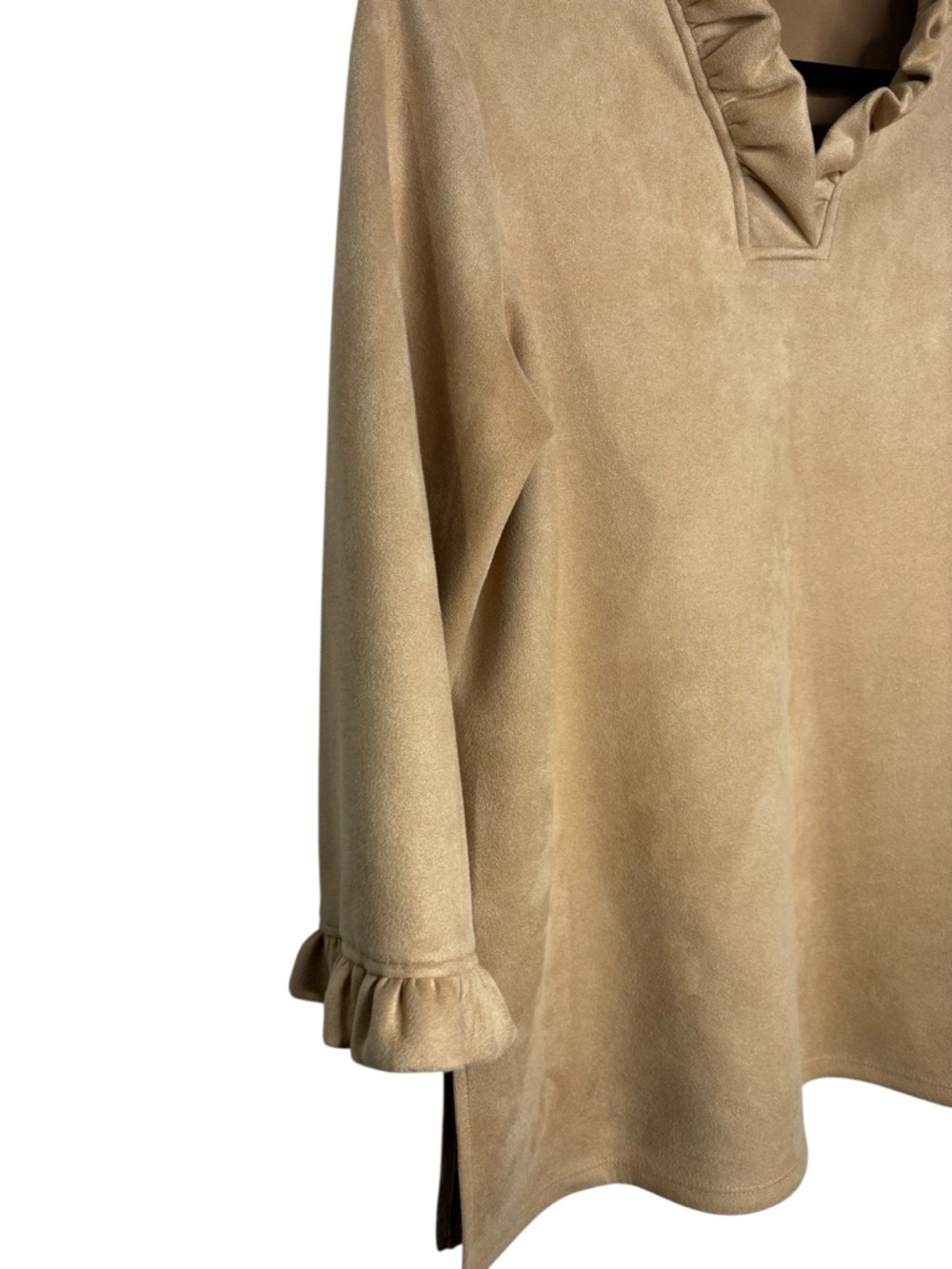 Jude Connally Women’s Oversized Cora Top Ruffle Collar Sleeves Medium Faux Suede - Picture 4 of 10